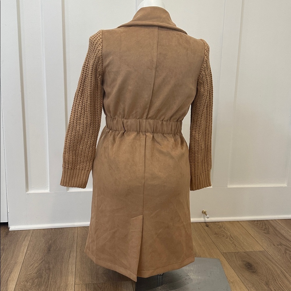 Sweet Rain Faux Suede Knit Arm Trench Coat Size S - Picture 4 of 6
